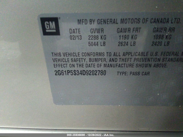 Cadillac XTS LUXURY 2013 2G61P5S34D9202780 Image 9