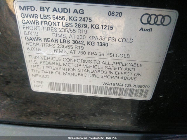 Audi Q5 Premium Plus 2020 WA1BNAFY3L2089787 Image 9