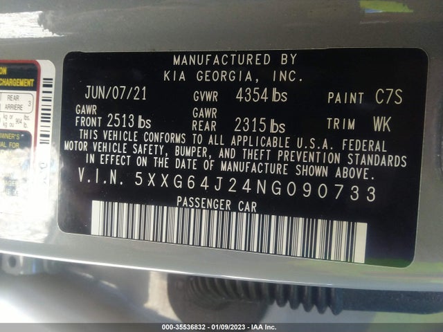 2022 Kia K5, VIN: 5XXG64J24NG090733