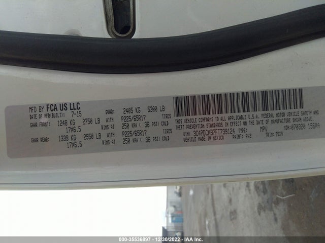 Dodge Journey American Value Pkg 2015 3C4PDCAB7FT739124 Image 9