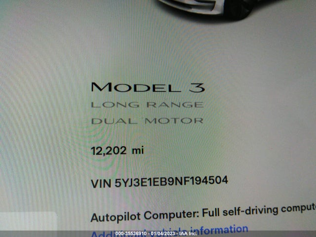 Tesla Model 3 Long Range 2022 5YJ3E1EB9NF194504 Image 8