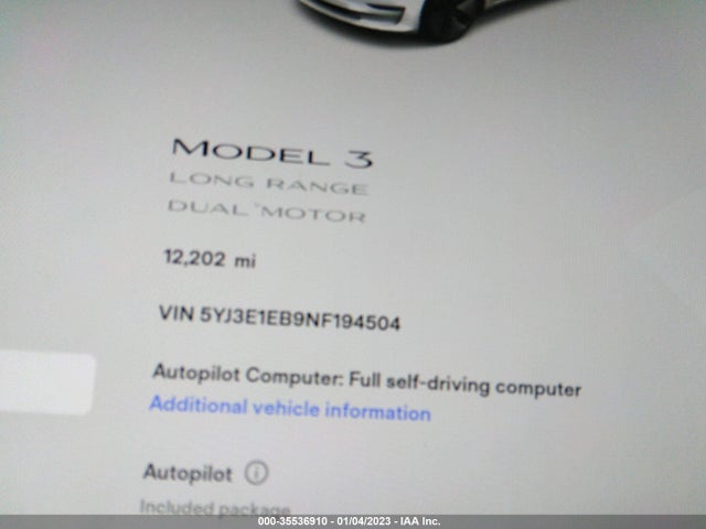 Tesla Model 3 Long Range 2022 5YJ3E1EB9NF194504 Image 10