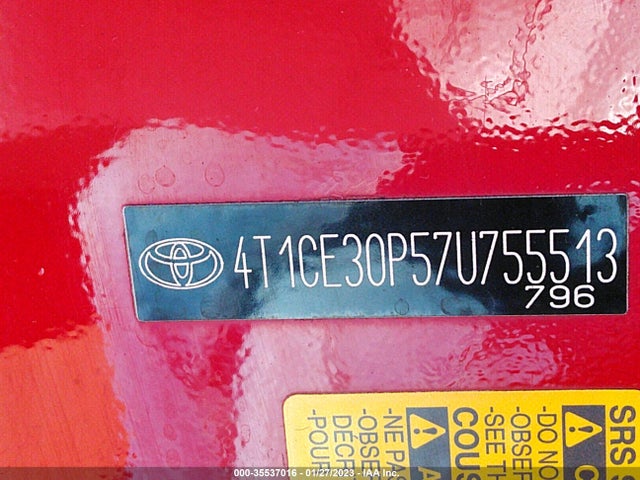 2007 TOYOTA CAMRY SOLARA SE/SE SPORT/SLE VIN: 4T1CE30P57U755513