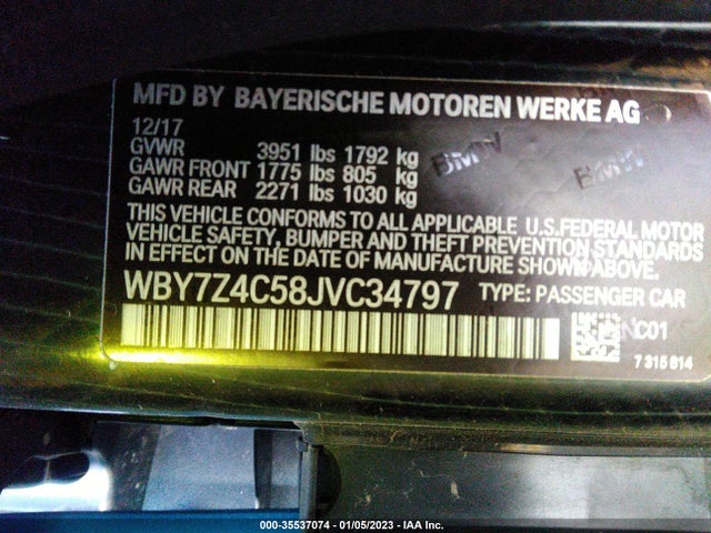 2018 BMW i3, VIN: WBY7Z4C58JVC34797