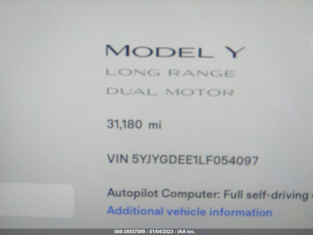 Tesla Model Y 2020 5YJYGDEE1LF054097 Image 9