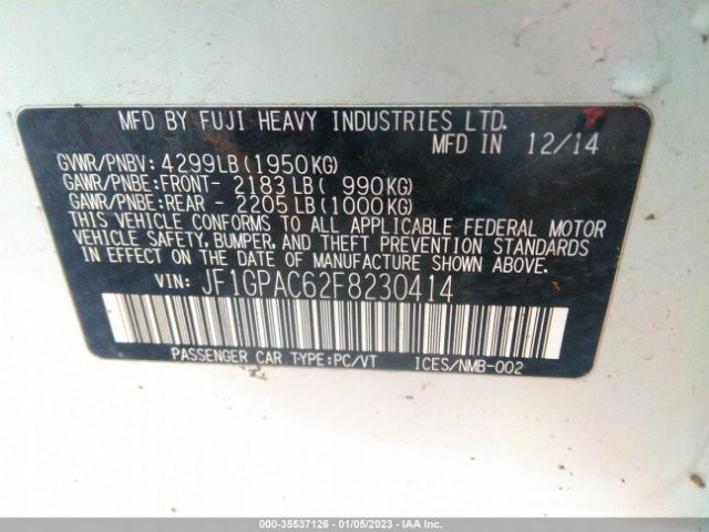 JF1GPAC62F8230414 Subaru Impreza Wagon 2.0i Premium