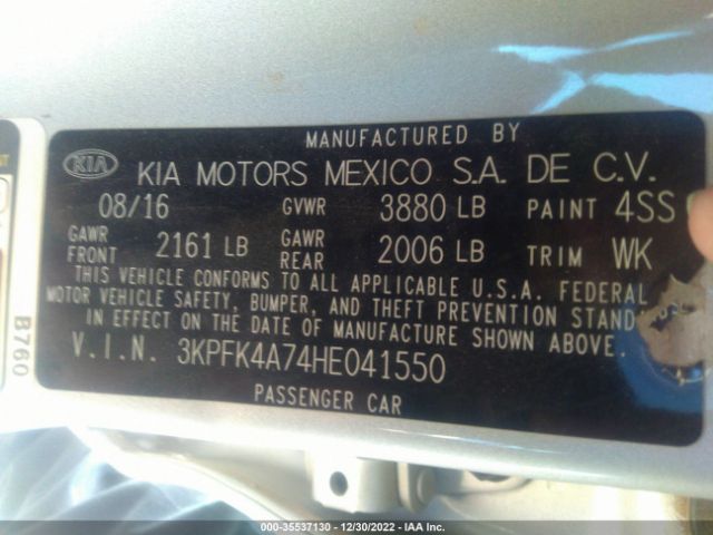 3KPFK4A74HE041550 KIA FORTE LX