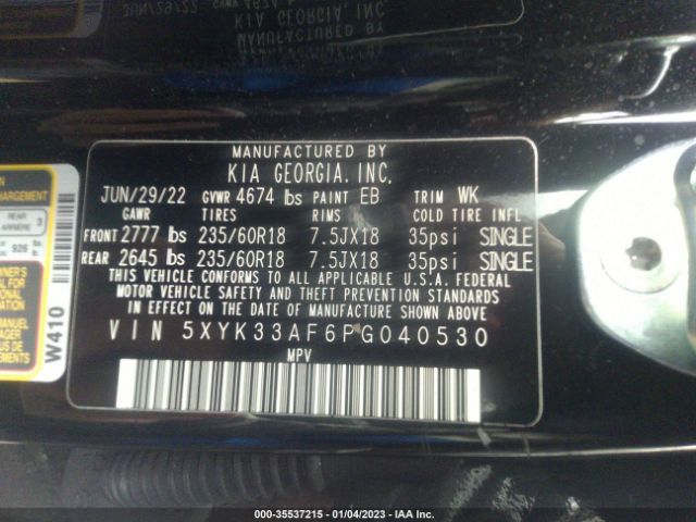 5XYK33AF6PG040530 KIA Sportage Ex