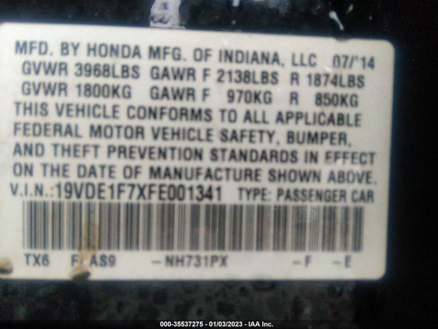 Acura Ilx Tech Pkg 2015 19VDE1F7XFE001341 Image 10