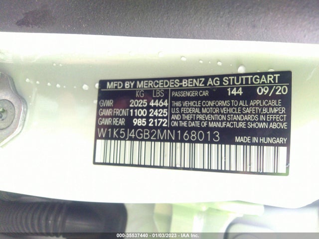 2021 Mercedes-Benz CLA-Class, VIN: W1K5J4GB2MN168013