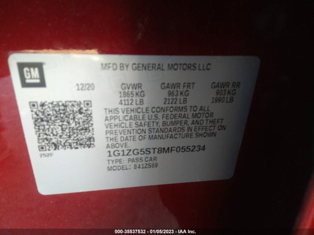 Chevrolet MALIBU RS 2021 1G1ZG5ST8MF055234 Image 9
