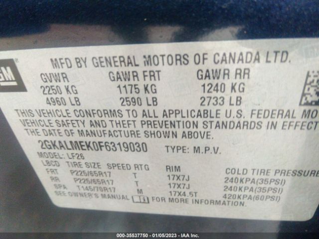 2GKALMEK0F6319030 GMC Terrain Sle