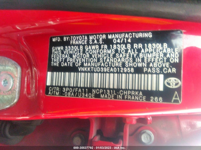 2014 Toyota Yaris, VIN: VNKKTUD39EA012958