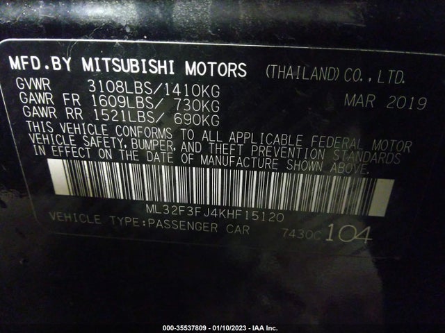 ML32F3FJ4KHF15120 Mitsubishi Mirage G4 Es/rf