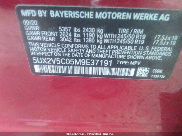 2021 BMW X4, VIN: 5UX2V5C05M9E37191