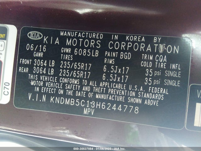2017 Kia Sedona, VIN: KNDMB5C13H6244778