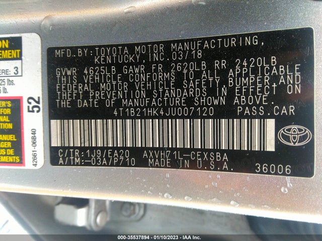 2018 Toyota Camry, VIN: 4T1B21HK4JU007120