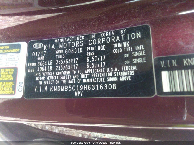 2017 Kia Sedona, VIN: KNDMB5C19H6316308