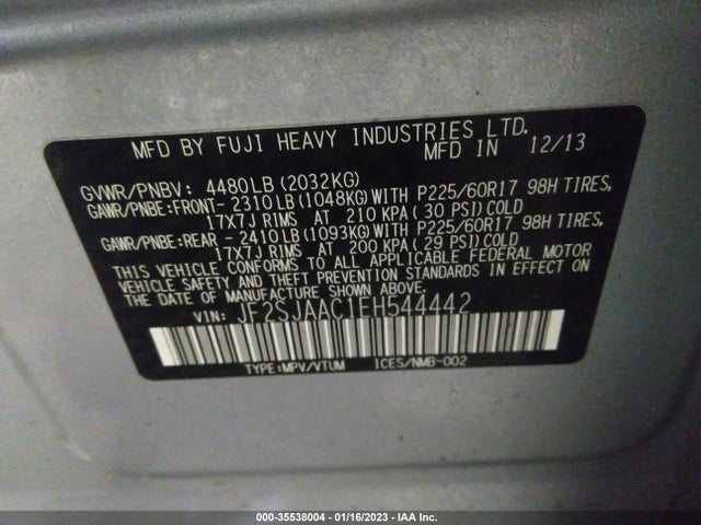 Subaru Forester 2.5i 2014 JF2SJAAC1EH544442 Image 10