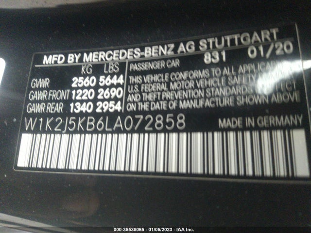2020 Mercedes-Benz CLS-Class, VIN: W1K2J5KB6LA072858