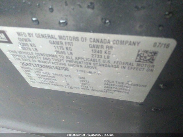 GMC Terrain Sle 2017 2GKFLTEK5H6142798 Image 9