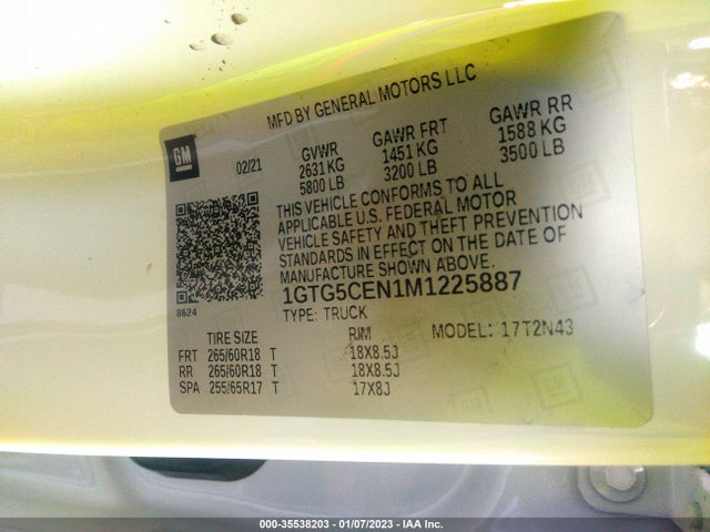 GMC Canyon 2wd Elevation 2021 1GTG5CEN1M1225887 Image 9