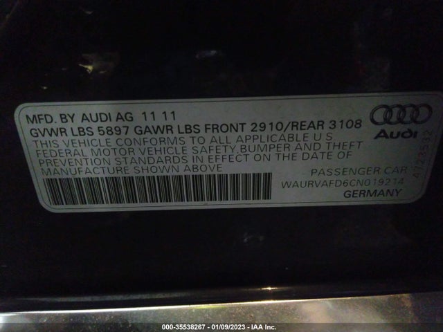 WAURVAFD6CN019214 Audi A8 L