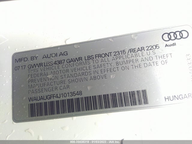 2018 Audi A3, VIN: WAUAUGFF4J1013548