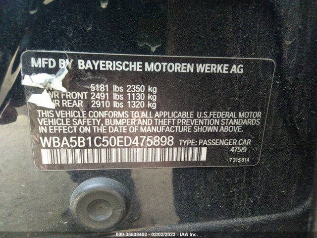 BMW 5 Series 535i 2014 WBA5B1C50ED475898 Image 9
