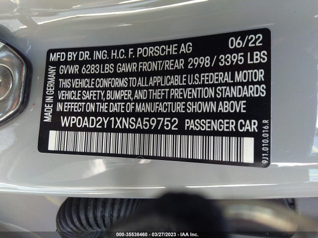 2022 Porsche Taycan, VIN: WP0AD2Y1XNSA59752