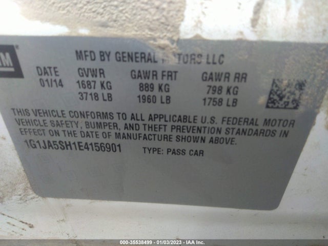 2014 CHEVROLET SONIC LS VIN: 1G1JA5SH1E4156901