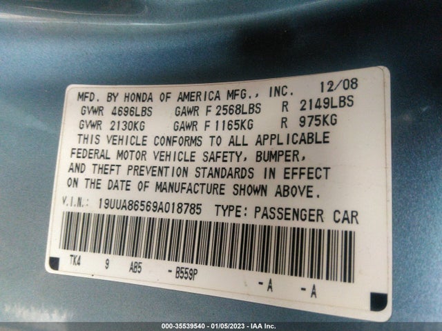 Acura TL TECH 2009 19UUA86569A018785 Image 10
