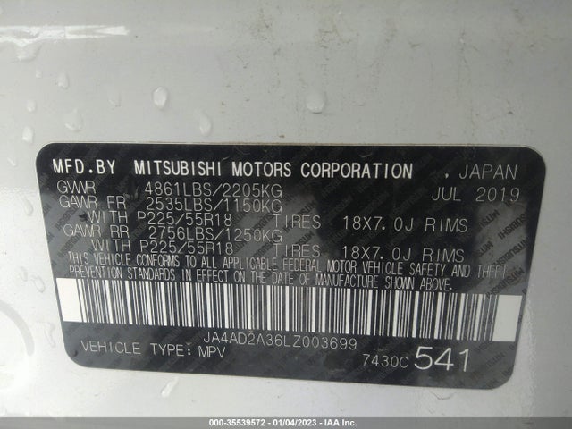 2020 Mitsubishi Outlander, VIN: JA4AD2A36LZ003699