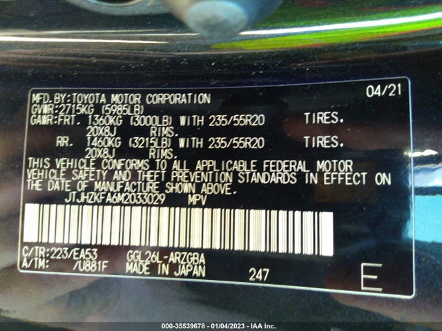 2021 Lexus RX, VIN: JTJHZKFA6M2033029