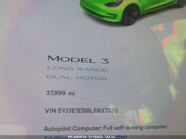 Tesla Model 3 Long Range 2020 5YJ3E1EB8LF637335 Image 7