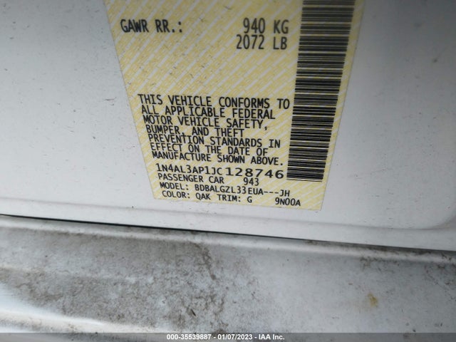 2018 NISSAN ALTIMA 2.5 S VIN: 1N4AL3AP1JC128746