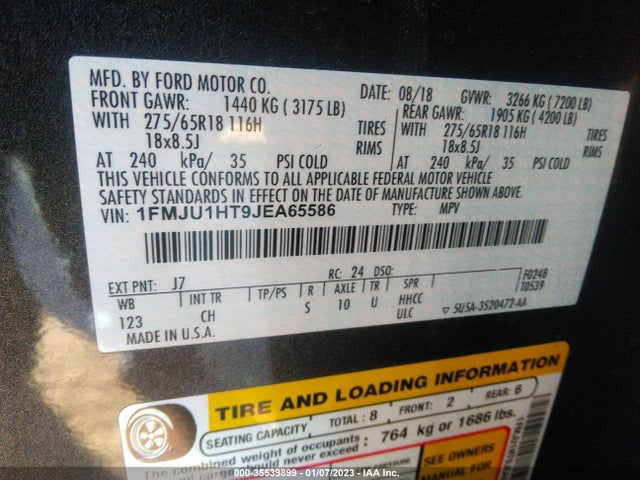 2018 Ford Expedition, VIN: 1FMJU1HT9JEA65586