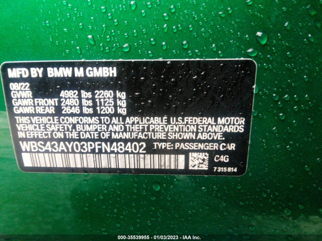 2023 BMW M3, VIN: WBS43AY03PFN48402