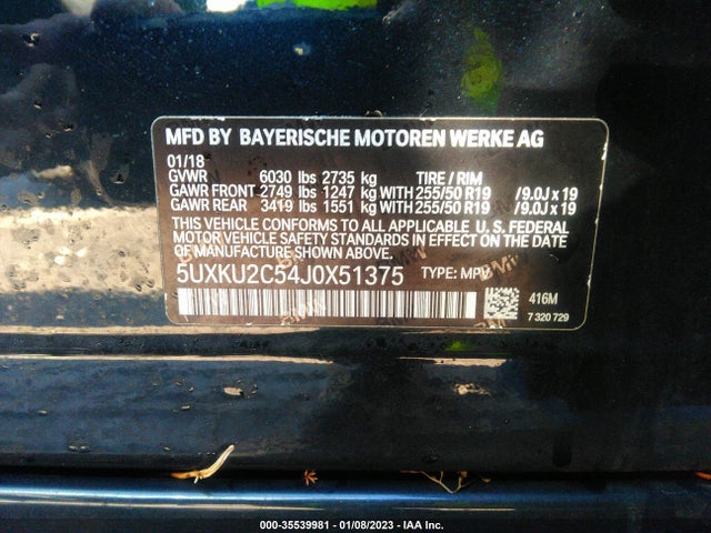 2018 BMW X6, VIN: 5UXKU2C54J0X51375