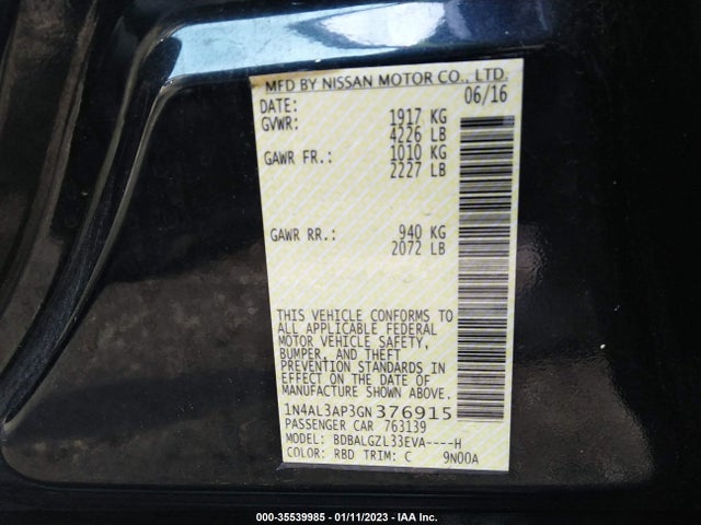 Nissan Altima 2016 1N4AL3AP3GN376915 Image 10