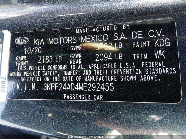 2021 Kia Forte, VIN: 3KPF24AD4ME292455