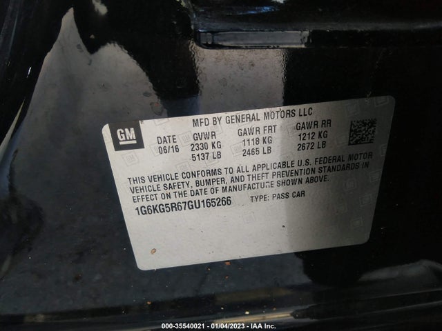 2016 Cadillac CT6, VIN: 1G6KG5R67GU165266