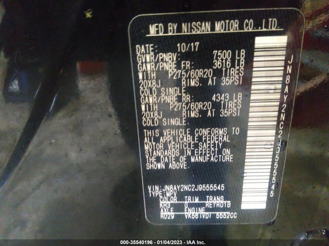2018 Nissan Armada, VIN: JN8AY2NC2J9555545