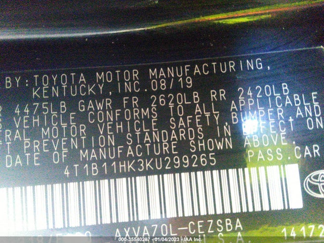 Toyota CAMRY SE 2019 4T1B11HK3KU299265 Image 7