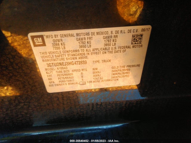 GMC Sierra 1500 Slt 2017 3GTU2NEJ3HG472839 Image 9