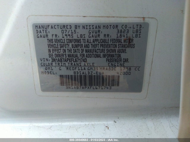 2015 Nissan Sentra, VIN: 3N1AB7APXFL671743