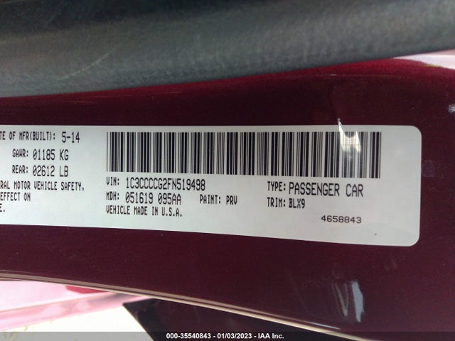 Chrysler 200 C 2015 1C3CCCCG2FN519498 Image 11