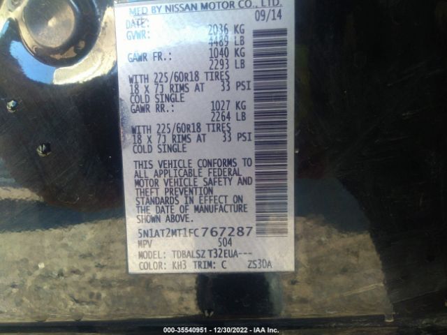 5N1AT2MT1FC767287 Nissan Rogue Sl