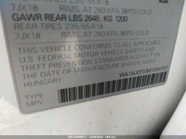 2021 Audi Q3, VIN: WA1AUCF33M1099757