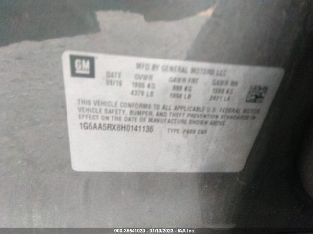 1G6AA5RX8H0141136 Cadillac Ats Sedan Rwd